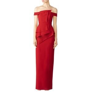 Black Halo Eve La Reina Maxi Red Cap sleeves Off the shoulder neckline Gown 12